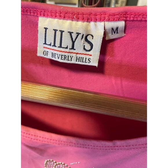 Vintage 90s Lilys Pink Sleeveless Tennis Sparkle Round Neck Tank Top Sz M - Picture 6 of 9